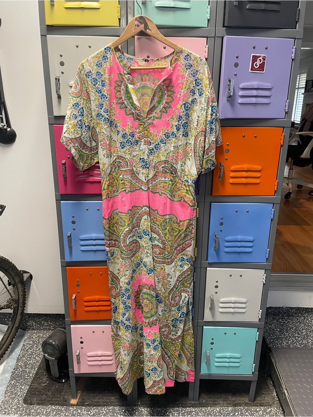 Lolo Australia Vibrant Pink Paisley Boho Maxi Dress, S